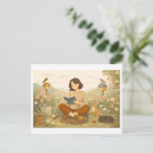 Carte Postale Lecture saisonnière : Printemps (Debout devant)
