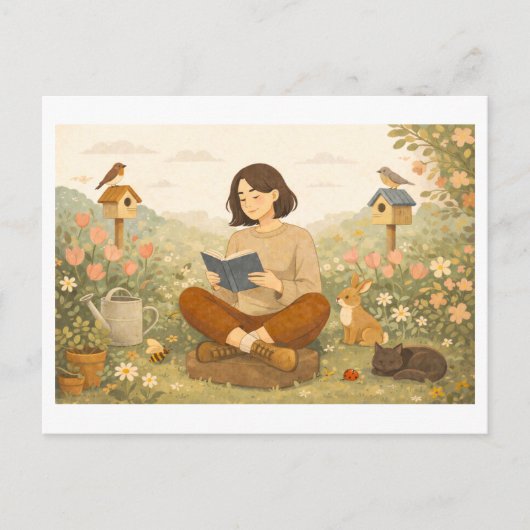 Carte Postale Lecture saisonnière : Printemps (Devant)