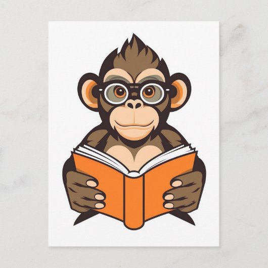Carte Postale Lecture singe (Devant)