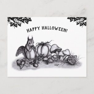 Carte Postale L'écureuil en automne, Bonne Halloween !