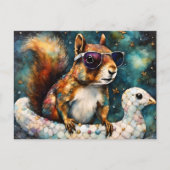 Carte Postale L'écureuil mignon profite d'un voyage en flottant (Devant)