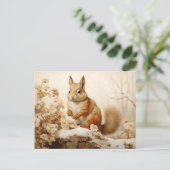 Carte Postale L'écureuil rouge dans une forêt de neige (Debout devant)