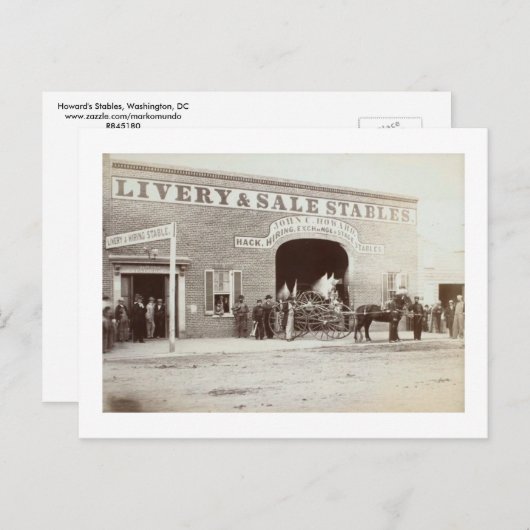 Carte Postale L'écurie d'Howard, John W. Booth, Washington, DC (Devant / Derrière)