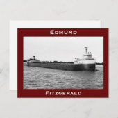 Carte Postale L'Edmund Fitzgerald sur la rivière St. Clair (B&W) (Devant / Derrière)