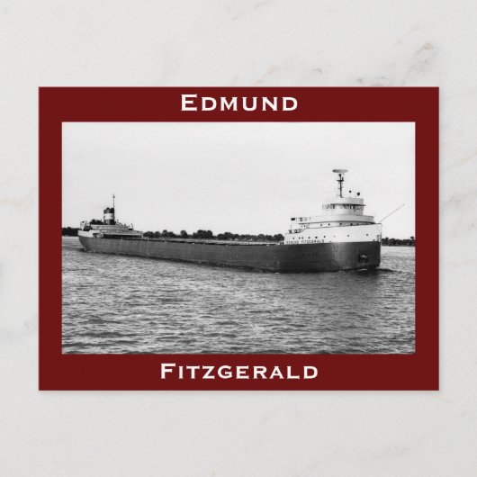 Carte Postale L'Edmund Fitzgerald sur la rivière St. Clair (B&W) (Devant)