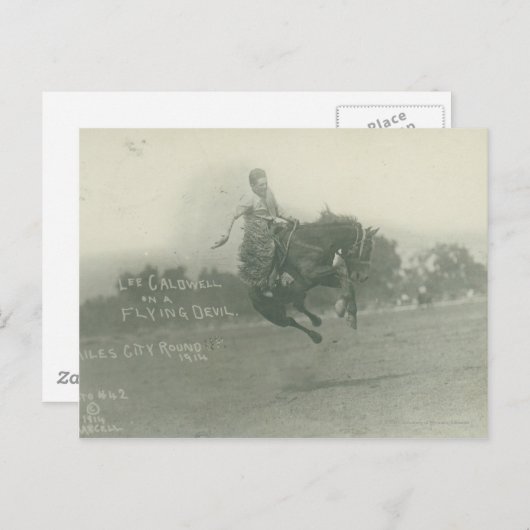 Carte Postale Lee Caldwell chevauchant Flying Devil. (Devant / Derrière)