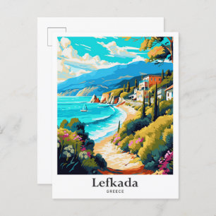 Carte Postale Lefkada Grèce Illustration de portrait de voyage