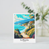 Carte Postale Lefkada Grèce Illustration de portrait de voyage (Debout devant)