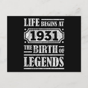 Carte Postale Légende Né en 1931 Cadeau d'anniversaire rétro vin