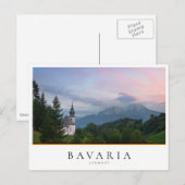 Carte Postale L'église avec les Alpes au coucher du soleil (Devant / Derrière)