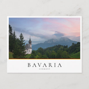 Carte Postale L'église avec les Alpes au coucher du soleil