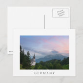 Carte Postale L'église avec les Alpes au coucher du soleil (Devant / Derrière)