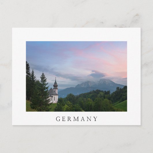 Carte Postale L'église avec les Alpes au coucher du soleil (Devant)