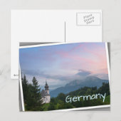 Carte Postale L'église avec les Alpes au coucher du soleil (Devant / Derrière)