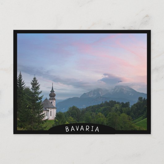 Carte Postale L'église avec les Alpes au coucher du soleil (Devant)