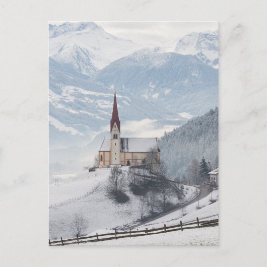 Carte Postale L'église dans un paysage d'hiver alpin (Devant)