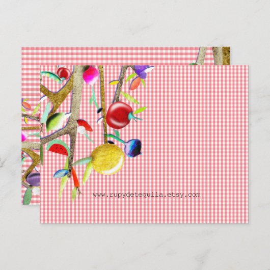 Carte Postale Légume Aquarelle Vichy Motif (Devant / Derrière)