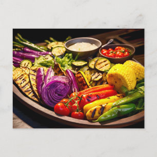Carte Postale Légume grillé. Ensemble de légumes beau grillés