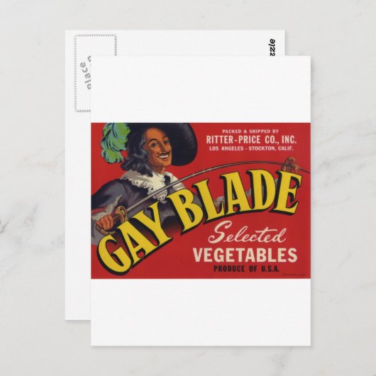 Carte Postale Légumes à lame gaie (Devant / Derrière)