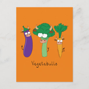 Carte Postale Légumes Bulls Joli Cartoon pour enfants