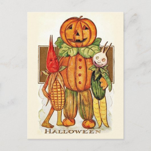Carte Postale Légumes d'Halloween vintage (Devant)