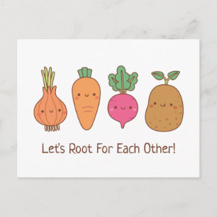 Carte Postale Légumes Mignons Se Soutenir Mutuellement Pun Posit