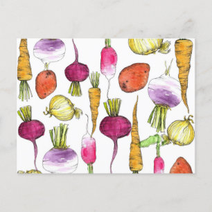 Carte Postale Légumes racines Carottes de jardin Beets Pommes de