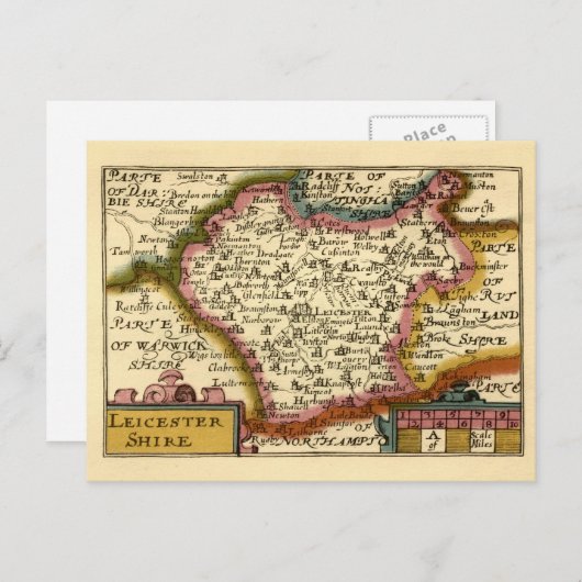 Carte Postale Leicestershire Comté Angleterre Ancien Antiquaire  (Devant / Derrière)
