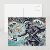 Carte Postale Leif Erikson dans le dessin de calcaire Pastel (Devant / Derrière)