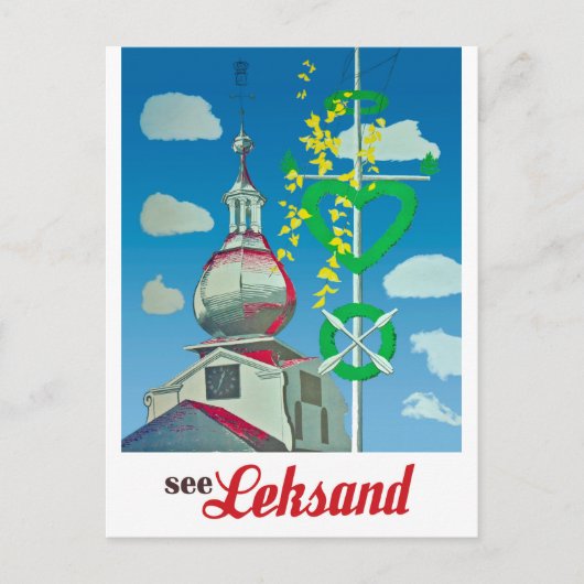 Carte Postale Leksand, tour de la ville, Suède (Devant)