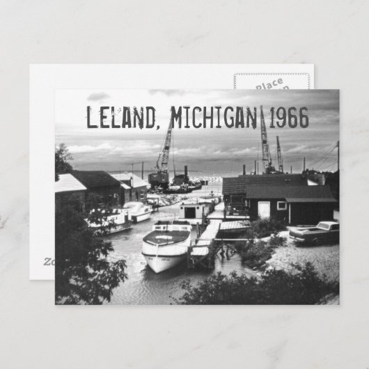 Carte Postale Leland Michigan Retro 1966 Bateaux du port de Leel (Devant / Derrière)
