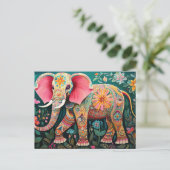 Carte Postale L'Elefant et les fleurs (Debout devant)