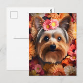 Carte Postale L'élégance florale du Yorkshire Terrier (Devant / Derrière)