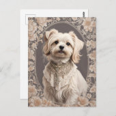 Carte Postale L'Élégant Chien Maltais William Morris Inspiré (Devant / Derrière)