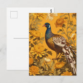 Carte Postale L'Élégant faisan William Morris Inspiré (Devant / Derrière)