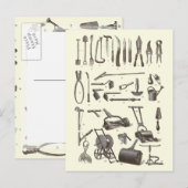Carte Postale L'élégant jardinier - Outils Jardin Antique (Devant / Derrière)