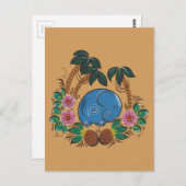 Carte Postale L'éléphant et l'ananas (Devant / Derrière)