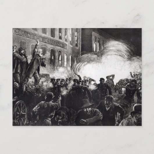 Carte Postale L'émeute anarchiste à Chicago (Devant)