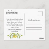 Carte Postale Lemons Blossom Merci photo Mariage (Dos)