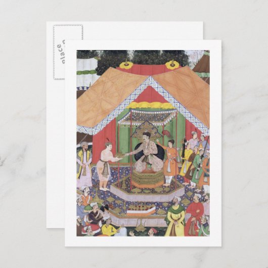 Carte Postale L'empereur Akbar (r.1556-1605) amusé par ses homme (Devant / Derrière)