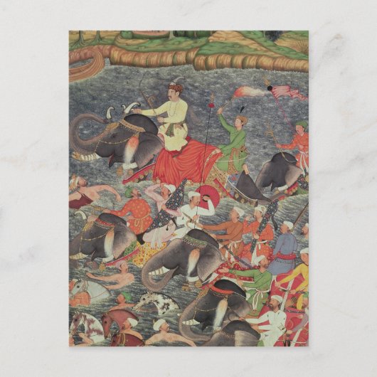 Carte Postale L'empereur Akbar traversant le Gange (Devant)