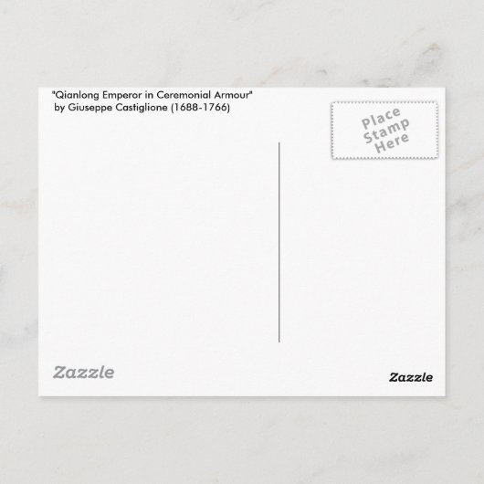 Carte Postale L'empereur Qianlong en blindés de cérémonie à chev (Dos)