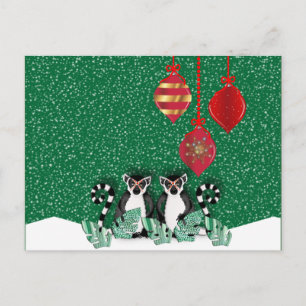 CARTE POSTALE LEMUR CHRISTMAS