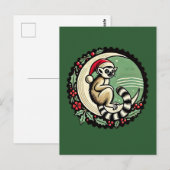 Carte Postale Lemur de Noël (Devant / Derrière)
