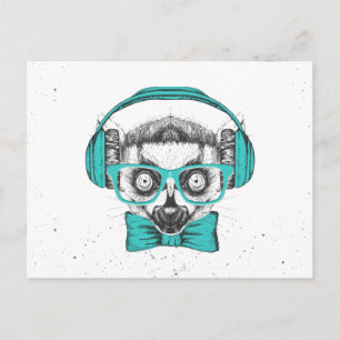 Carte Postale Lemur   Music Lover
