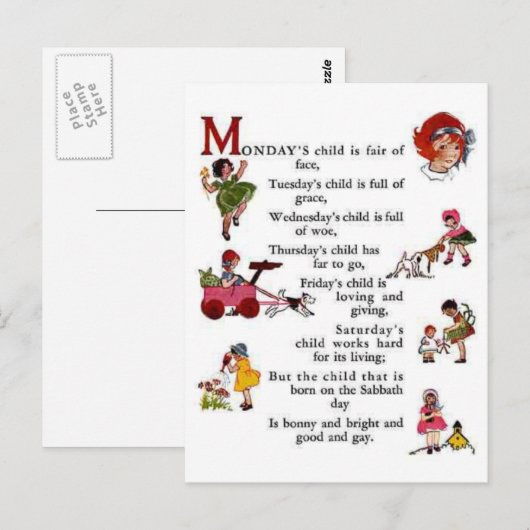 Carte Postale L'enfant de lundi (Devant / Derrière)