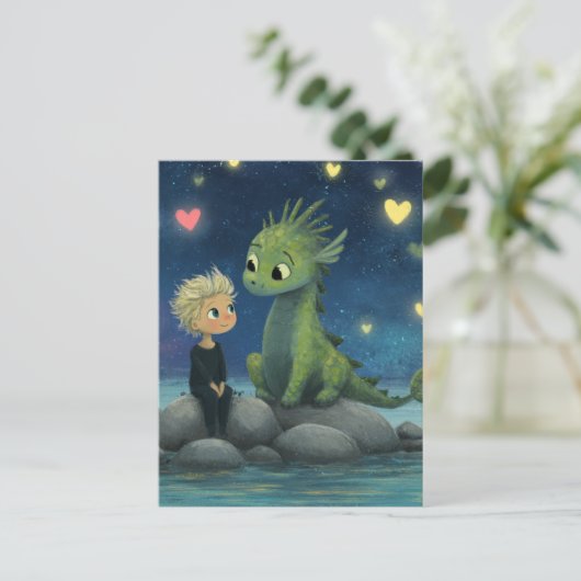 Carte Postale L'Enfant et le Dragon (Debout devant)
