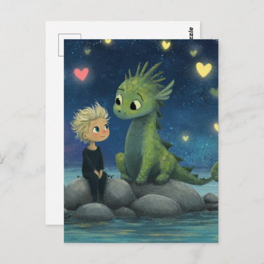 Carte Postale L'Enfant et le Dragon (Devant / Derrière)