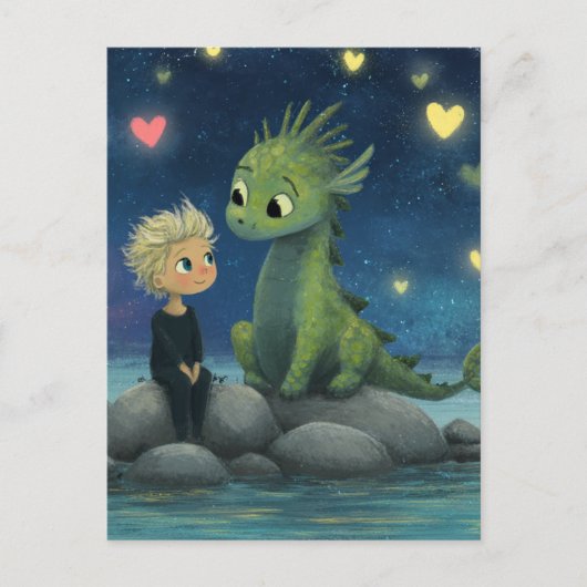 Carte Postale L'Enfant et le Dragon (Devant)