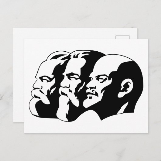 Carte Postale Lénine, Marx, Engels, Union soviétique, communisme (Devant / Derrière)